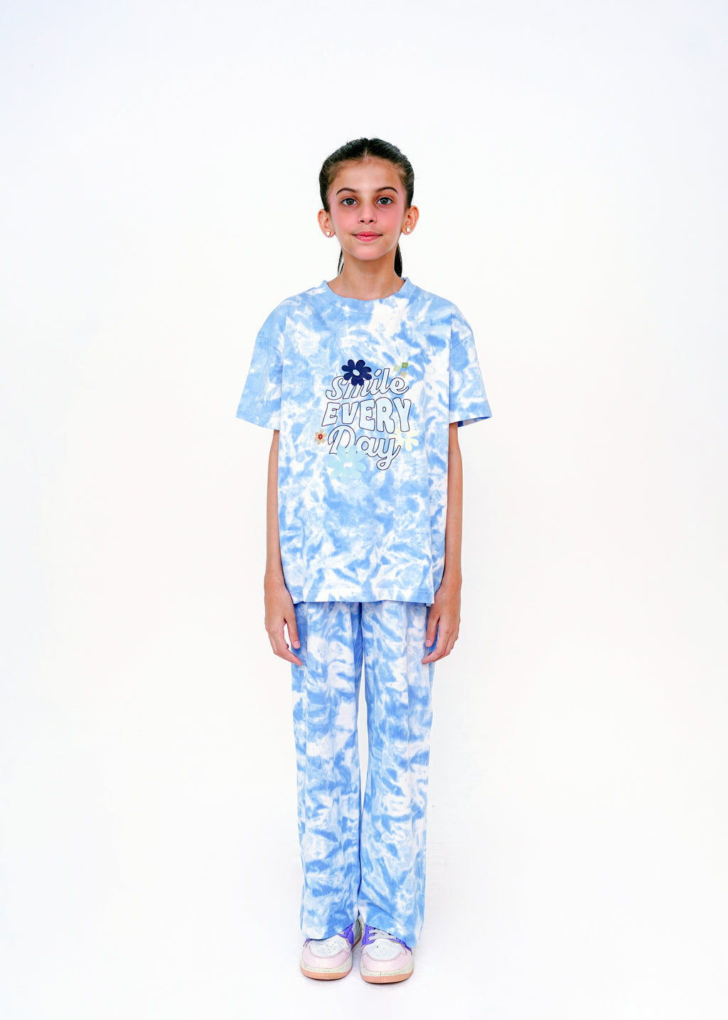 WASHED PRINTED TEE AND TROUSER SET