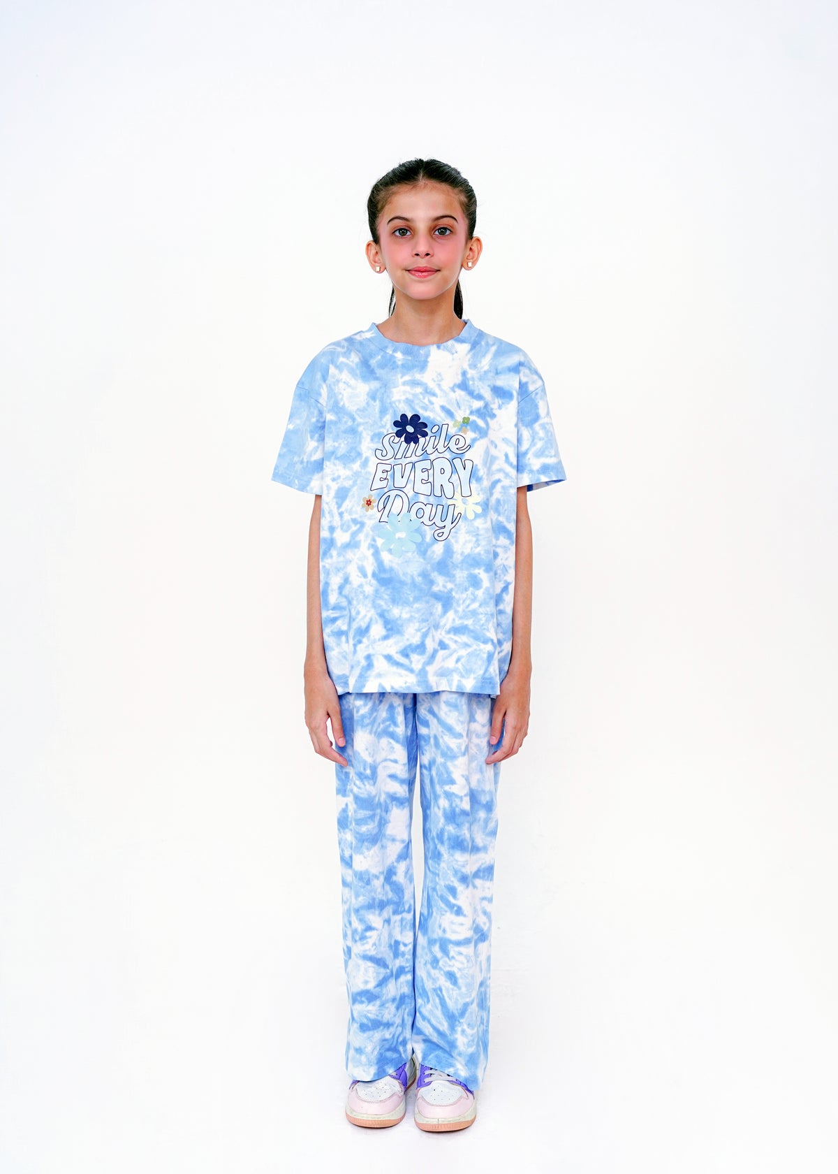WASHED PRINTED TEE AND TROUSER SET