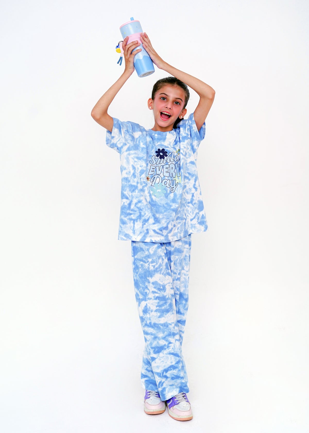 WASHED PRINTED TEE AND TROUSER SET