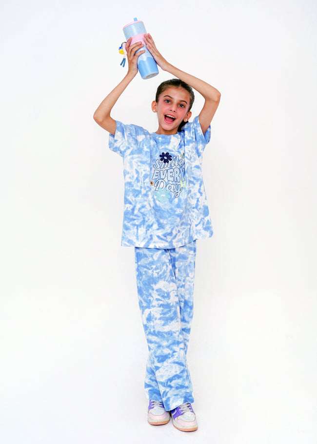 WASHED PRINTED TEE AND TROUSER SET Hover Image
