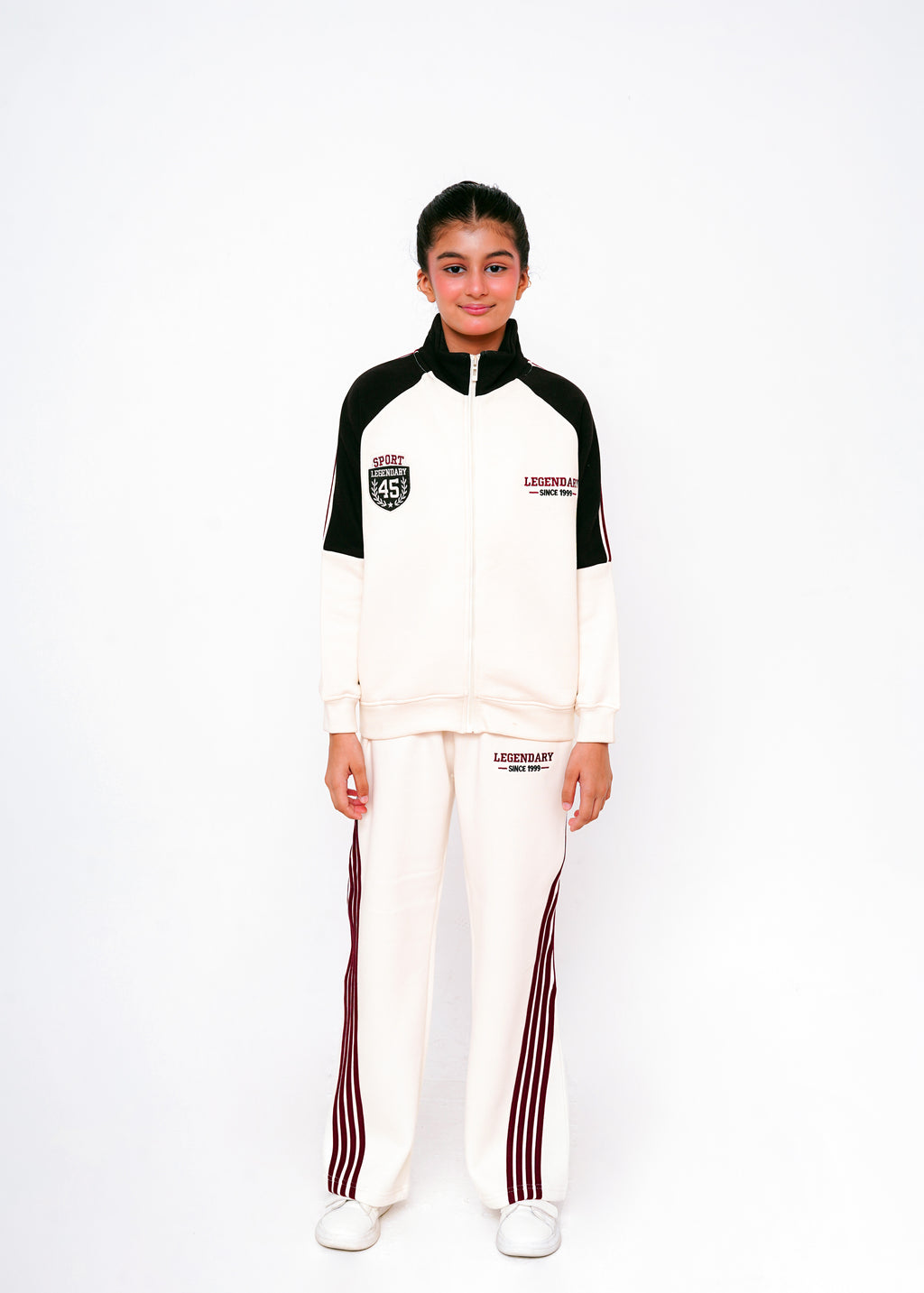 CONTRAST STRIPED EMB TRACKSUIT