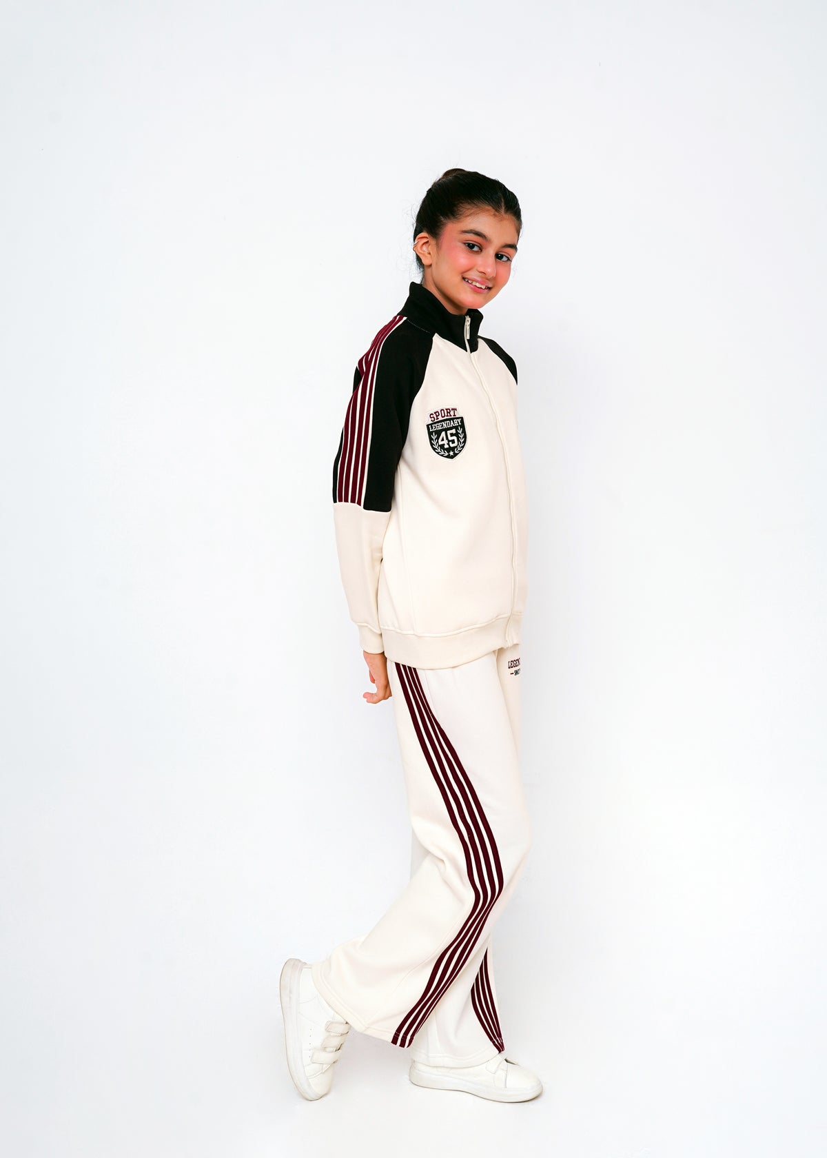 CONTRAST STRIPED EMB TRACKSUIT