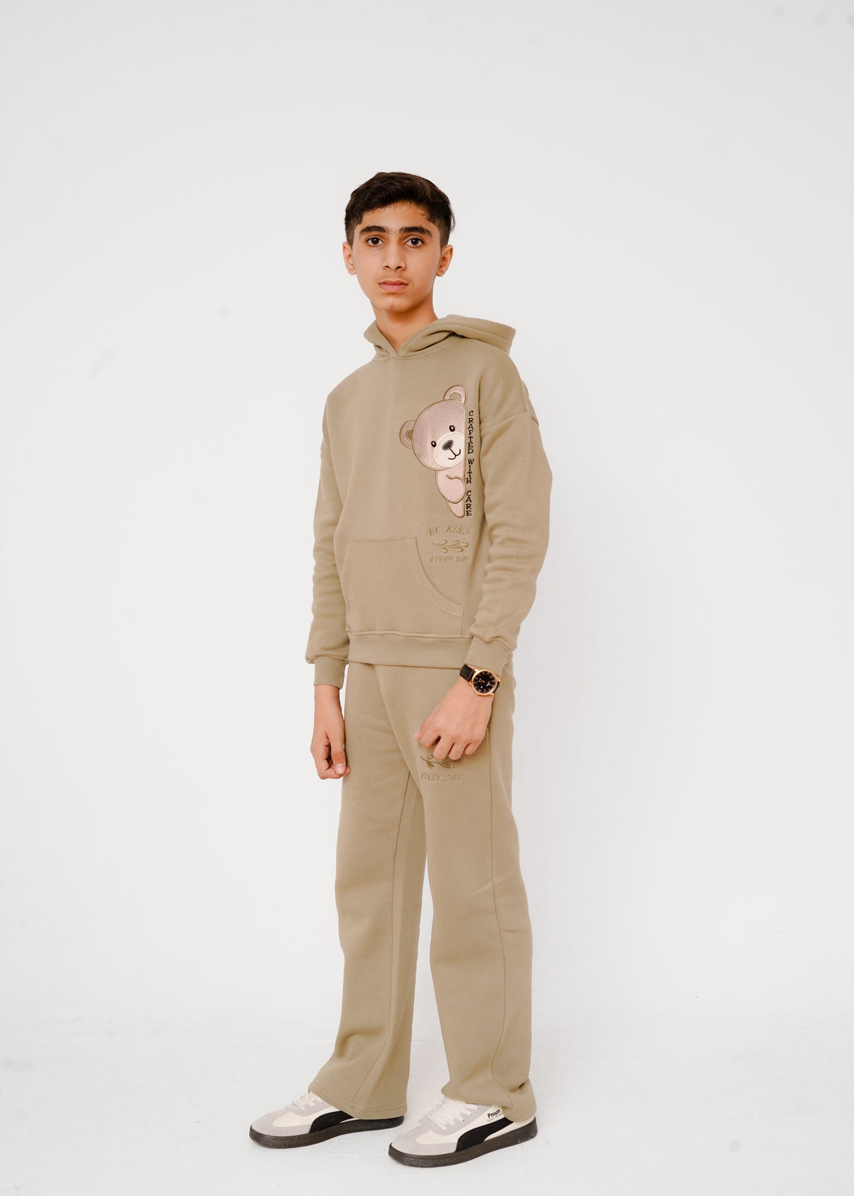 EMB TEDDY HOODIE SUIT