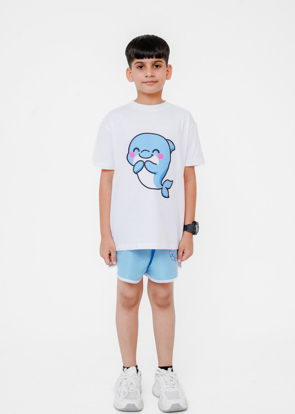 CONTRAST PRINTED TEE AND SHORTS