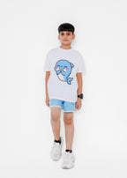 CONTRAST PRINTED TEE AND SHORTS
