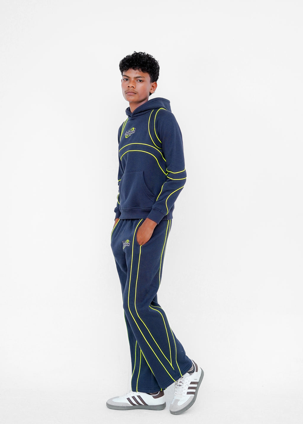 PRINTED TRIM HOODIE SUIT