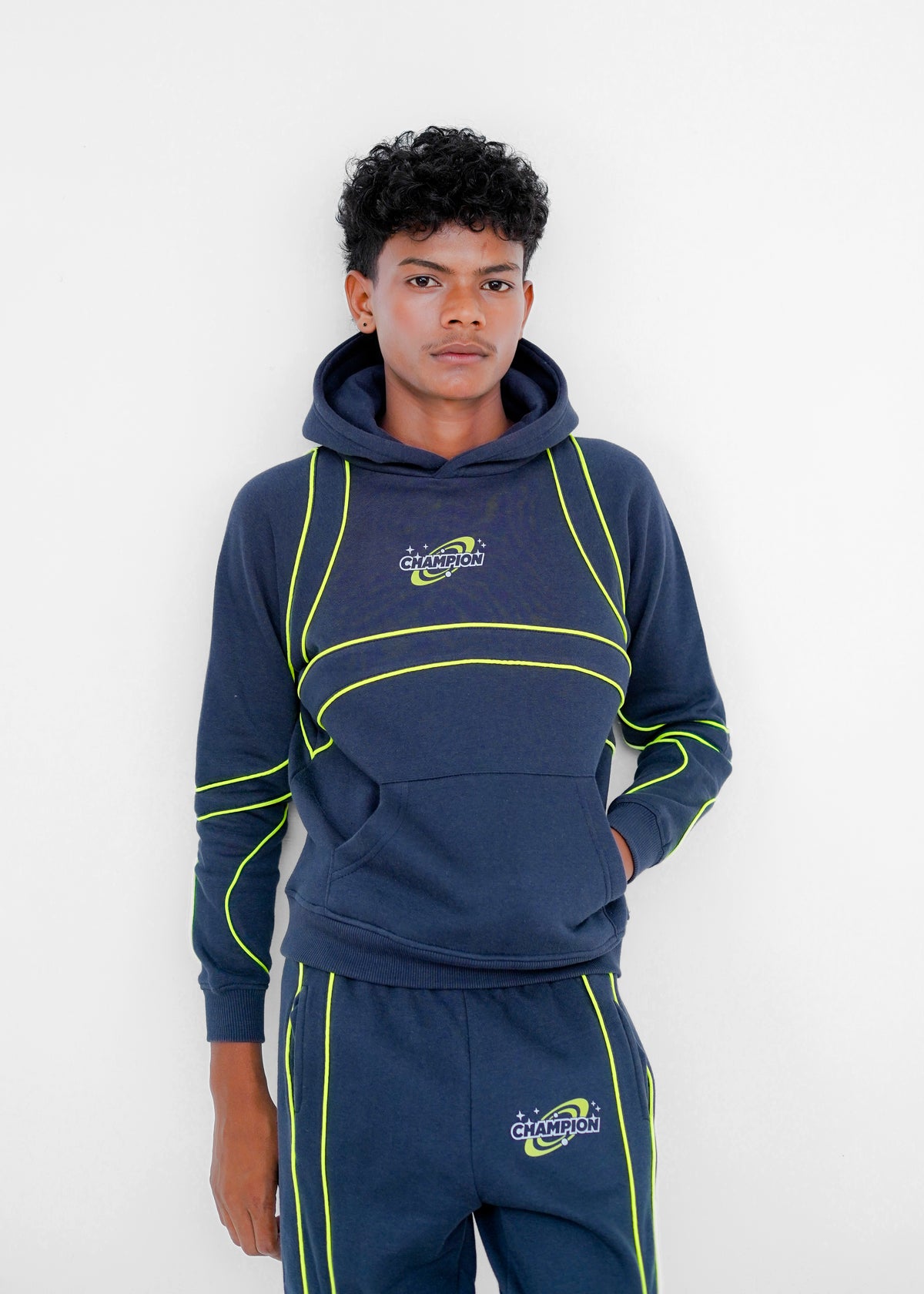 PRINTED TRIM HOODIE SUIT