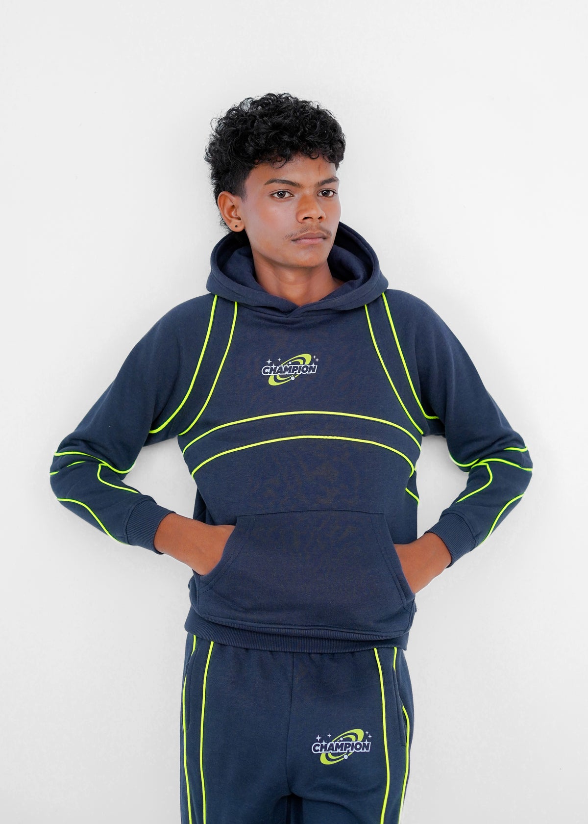 PRINTED TRIM HOODIE SUIT