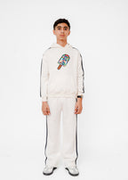 MESH EMB STRIPE HOODIE SUIT