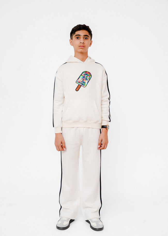 MESH EMB STRIPE HOODIE SUIT Main Image