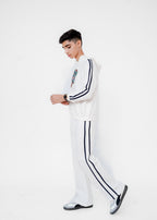 MESH EMB STRIPE HOODIE SUIT