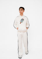 MESH EMB STRIPE HOODIE SUIT