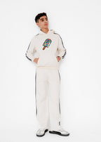 MESH EMB STRIPE HOODIE SUIT