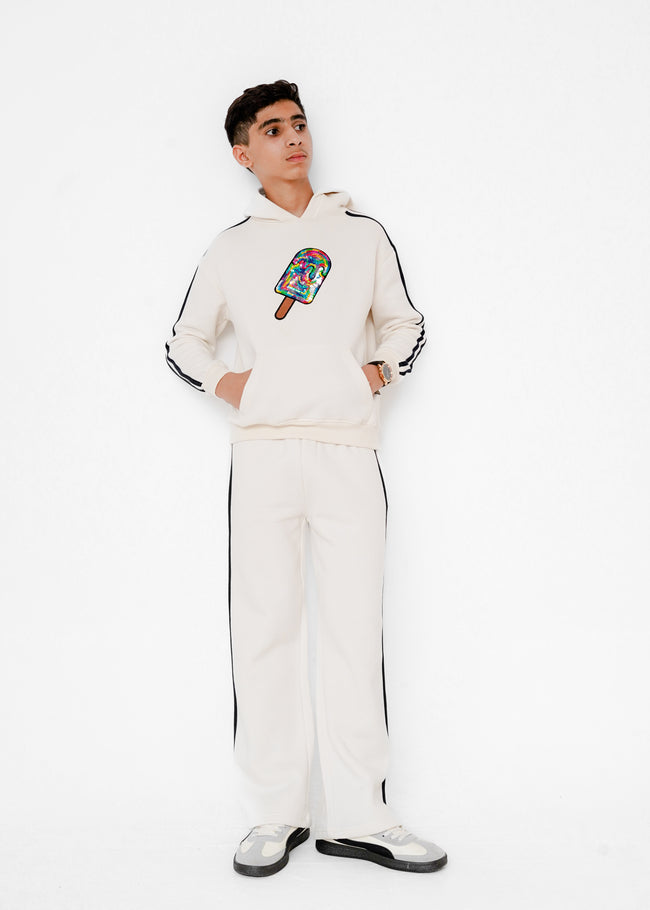 MESH EMB STRIPE HOODIE SUIT Hover Image
