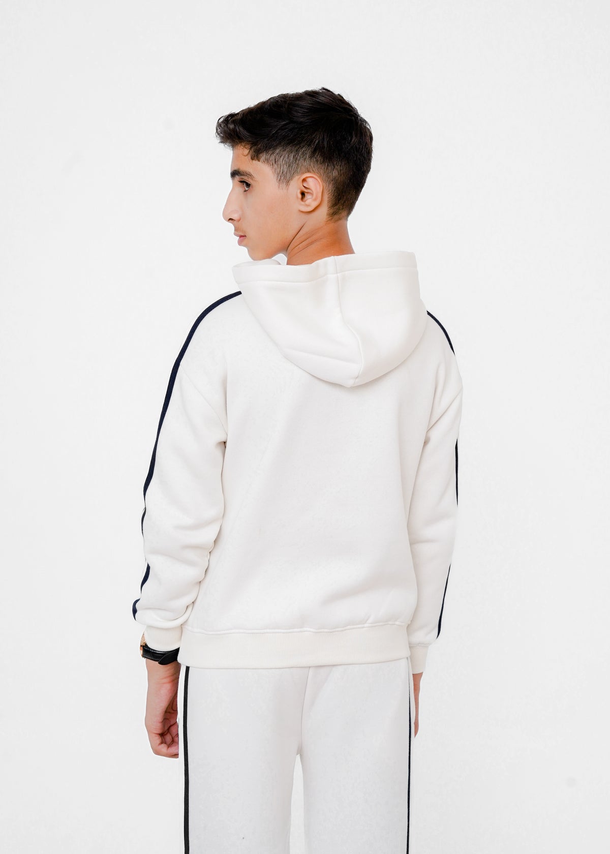 MESH EMB STRIPE HOODIE SUIT