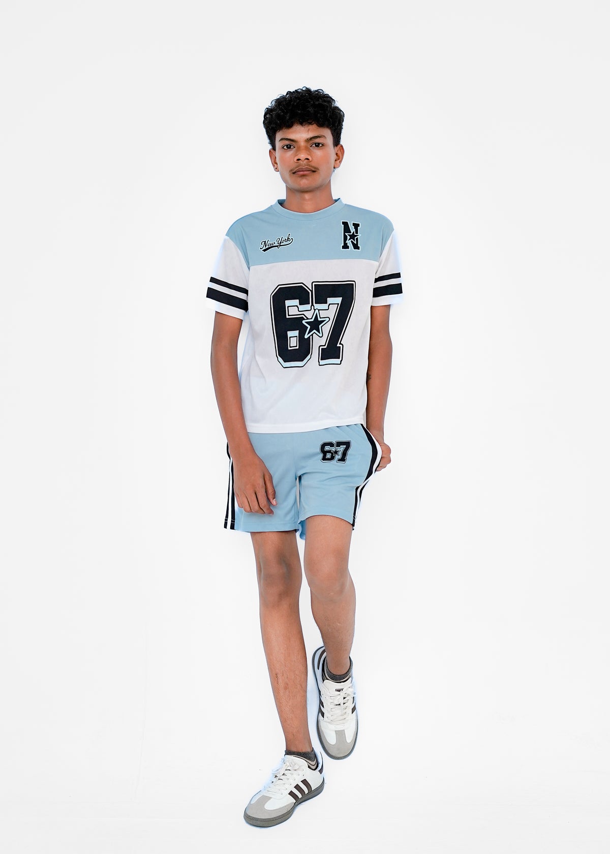 PRINTED SPORTS TEE AND SHORTS